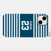 名カスタム前のストライプの付いたスポーツ Case-Mate iPhoneケース (裏面 (横))
