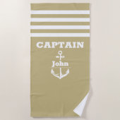名カスタム前の海軍パーソナライズされた大尉 ビーチタオル (正面)