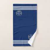 名カスタム前セット付きネイビーパーソナライズされたバスタオル バスタオルセット (ハンドタオル)