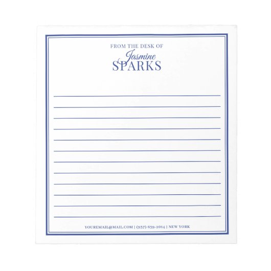 名カスタム前モダンからの青い線 ノートパッド (正面)