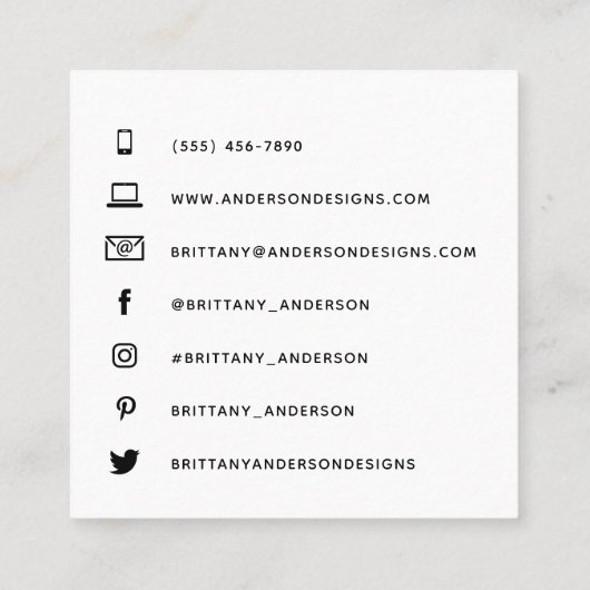 名カスタム前金ゴールドティール(緑がかった色)緑 スクエア名刺 (裏面)