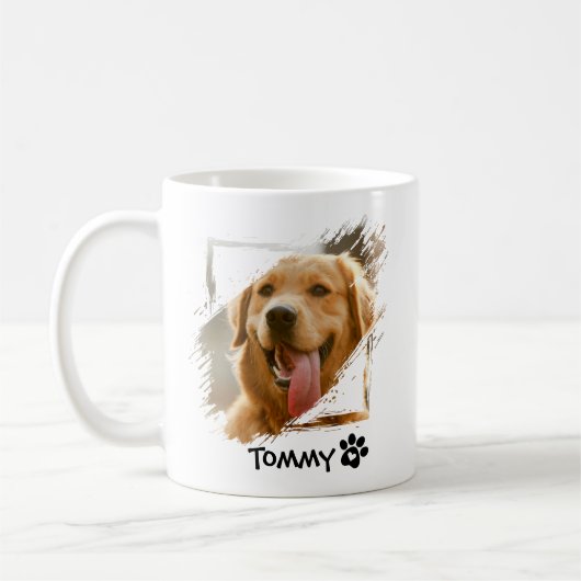 名カスタム前&タイポグラフィ付きペットフォトマモダング コーヒーマグカップ (左)