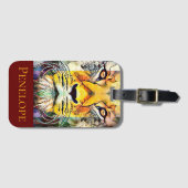 名カラフル前の劇ポップ・アートの的なライオン野生動物アート ラゲッジタグ (正面横)