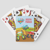 名カラフル前の小さな少年モンスタートラック トランプ (裏面)