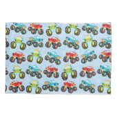 名カラフル前の小さな少年モンスタートラック 枕カバー (裏面)