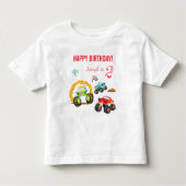 名カラフル前の年齢の誕生日少年モンスタートラック トドラーTシャツ (正面)