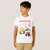 名カラフル前の年齢の誕生日少年モンスタートラック Tシャツ (正面フル)