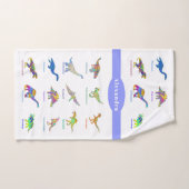 名カラフル前の恐竜パーソナライズされた バスタオルセット (ハンドタオル)