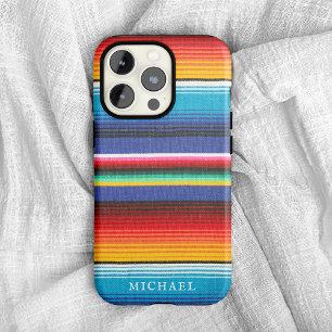 名カラフル前ストライプの付きメキシコ毛布 iPhone 11 ケース