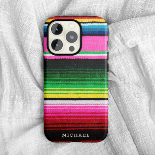名カラフル前ストライプの付きメキシコ毛布 iPhone 11 ケース