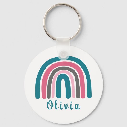 名カラフル前付きボパーソナライズされたホ虹 キーホルダー (正面)