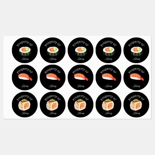 名カラフル称寿司財産 ラベル (シート)