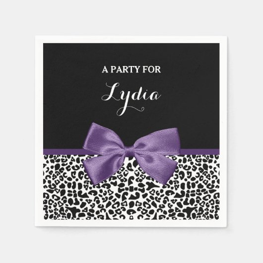 名ガーリー前のかわいらし紫色のリボン スタンダードカクテルナプキン (正面)