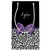 名ガーリー前のかわいらし紫色のリボン スモールペーパーバッグ (正面)
