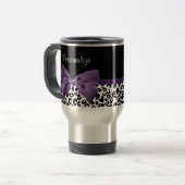 名ガーリー前のかわいらし紫色のリボン トラベルマグ (正面左)