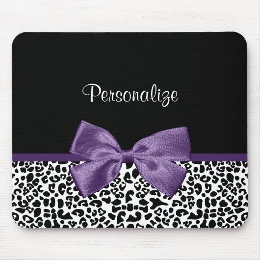名ガーリー前のかわいらし紫色のリボン マウスパッド (正面)