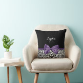 名ガーリー前のレオパかわいらしードプリントパープルリボン クッション (椅子)