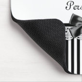 名ガーリー前の白ビクトリアンストライプ黒の文字 マウスパッド (コーナー)