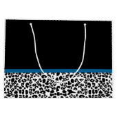名ガーリー前Leopard Print Cobalt かわいらし Blue Ribbon ラージペーパーバッグ (裏面)