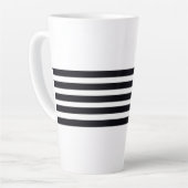 名クラシックパーソナライズされた名ブラック&ホワイトストライプ カフェラテマグ (左アングル)