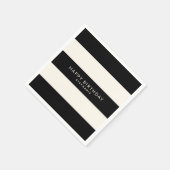 名クラシック前の黒と卵殻の白ストライプい スタンダードカクテルナプキン (角)
