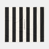 名クラシック前の黒と卵殻の白ストライプい フリースブランケット (正面(横))
