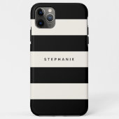 名クラシック前の黒と卵殻の白ストライプい Case-Mate iPhoneケース (裏面)