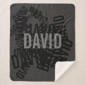 名クールモダン前コラージュ（黒と灰色） シェルパブランケット (正面)