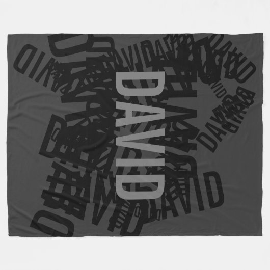 名クールモダン前コラージュ(黒と灰色) フリースブランケット (正面(横))