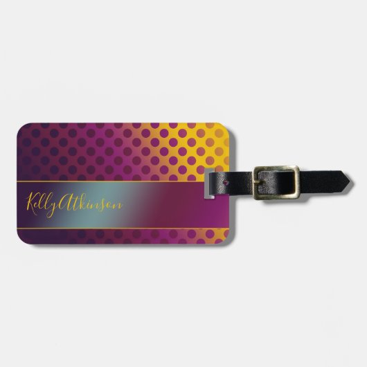 名グラデーション前付きパッションフルーツ水玉模様 ラゲッジタグ (正面横)