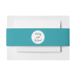 名シンプルエレガント前ティール（緑がかった色）結婚青 招待状ベリーバンド