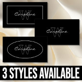 名シンプルエレガント名モノグラム白黒 名刺