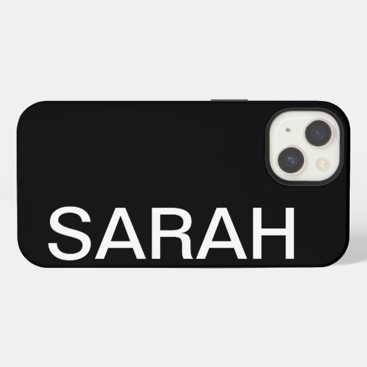 名シンプルパーソナライズされたスタイリッシュモダン黒 iPhoneケース (裏面横)