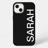 名シンプルパーソナライズされたスタイリッシュモダン黒 iPhoneケース (裏面)