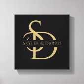 名シンプルパーソナライズされた付き結婚モノグラム キャンバスプリント (正面)