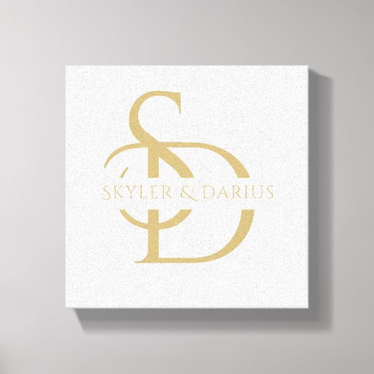 名シンプルパーソナライズされた付き結婚モノグラム キャンバスプリント (正面)