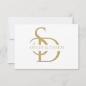 名シンプルパーソナライズされた付き結婚モノグラム サンキューカード (裏面)