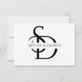 名シンプルパーソナライズされた付き結婚モノグラム サンキューカード (裏面)