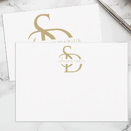 名シンプルパーソナライズされた付き結婚モノグラム サンキューカード