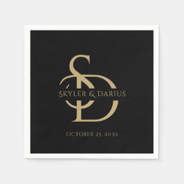 名シンプルパーソナライズされた付き結婚モノグラム スタンダードカクテルナプキン