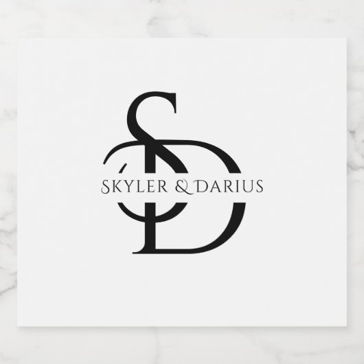 名シンプルパーソナライズされた付き結婚モノグラム スパークリングワインラベル (シングルラベル)