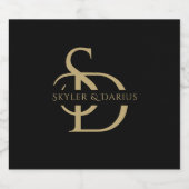 名シンプルパーソナライズされた付き結婚モノグラム スパークリングワインラベル (シングルラベル)