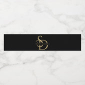 名シンプルパーソナライズされた付き結婚モノグラム ペットボトルラベル (シングルラベル)