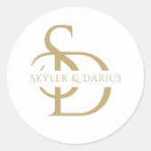 名シンプルパーソナライズされた付き結婚モノグラム ラウンドシール (正面)