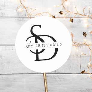 名シンプルパーソナライズされた付き結婚モノグラム ラウンドシール