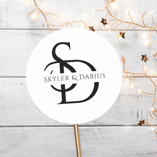 名シンプルパーソナライズされた付き結婚モノグラム ラウンドシール