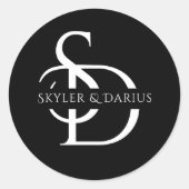 名シンプルパーソナライズされた付き結婚モノグラム ラウンドシール (正面)