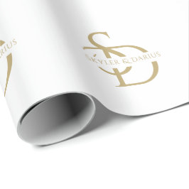 名シンプルパーソナライズされた付き結婚モノグラム ラッピングペーパー