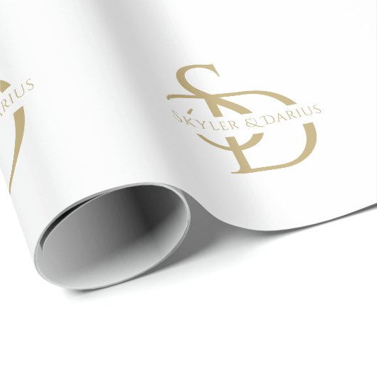 名シンプルパーソナライズされた付き結婚モノグラム ラッピングペーパー (ロールコーナー)