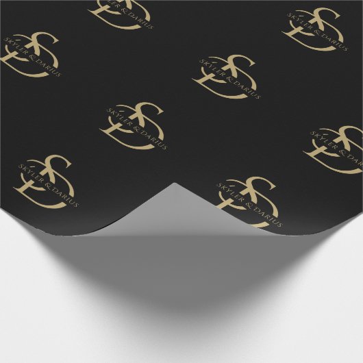 名シンプルパーソナライズされた付き結婚モノグラム ラッピングペーパー (角)